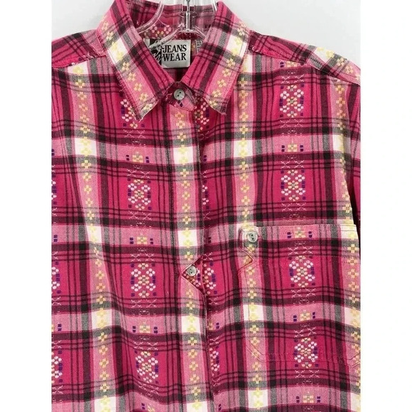 Gorgeous Vintage Western Short Sleeve Button Up Aztec Woven Shirt Size MEDIUM EC - Picture 4 of 11